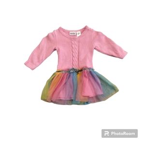 Blueberi Boulevard Toddler Girls Pink Sweater Rainbow Tutu Dress  3T Party Fun
